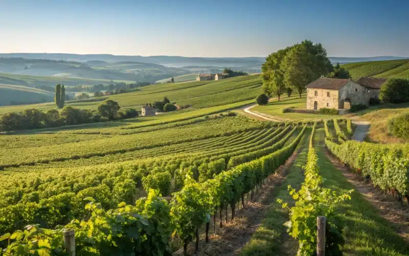 paysage de vignobles en France
